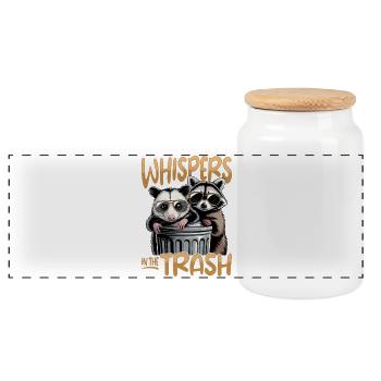 Funny Opossum and Raccoon - Panorama Keksdose mit Holzdeckel - Weiß - Vorne