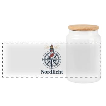 Compas du phare des aurores boréales Côte de la mer du Nord Mer Baltique - Boîte à biscuits avec couvercle en bois - blanc - Devant