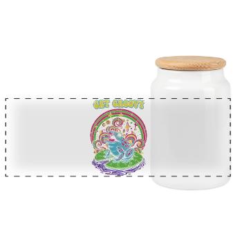 Psychedelischer Frosch Groove - Panorama Keksdose mit Holzdeckel - Weiß - Vorne