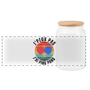 Je peux pas J'ai Ping pong Humour cadeau - Boîte à biscuits avec couvercle en bois - blanc - Devant