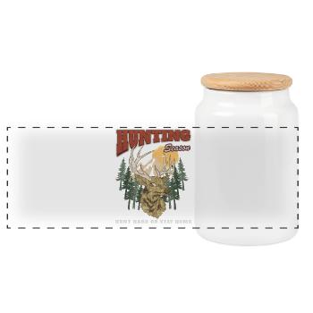 Jagdzeit – Hirsch im Wald - Panorama Keksdose mit Holzdeckel - Weiß - Vorne