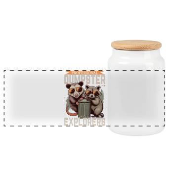 Funny Opossum and Raccoon - Panorama Keksdose mit Holzdeckel - Weiß - Vorne