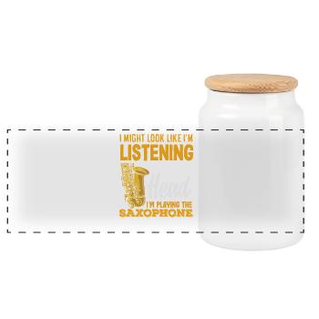 J’ai peut-être l’air d’écouter du saxophone bizarre - Boîte à biscuits avec couvercle en bois - blanc - Devant