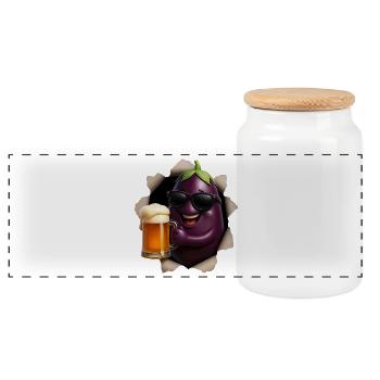 Bière d’aubergine - Boîte à biscuits avec couvercle en bois - blanc - Devant
