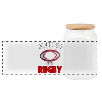 I can't I have rugby fan supporter France gift - Panoramic Cookie Jar with Wooden Lid - white - Front