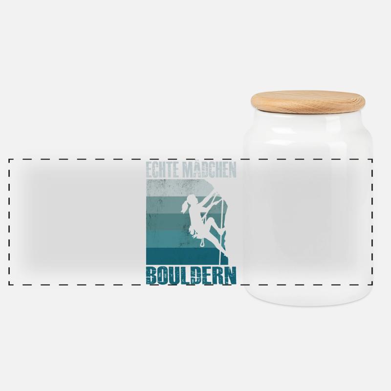 Bouldern Geschenke Klettern Kletterer Boulderer - Panorama Keksdose mit Holzdeckel - Weiß