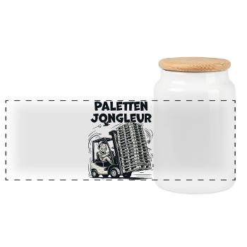 Chassage élévateur Pallet Juggler Drôle - Boîte à biscuits avec couvercle en bois - blanc - Devant