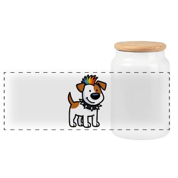 Jack Russell Punker - Panorama Keksdose mit Holzdeckel - Weiß - Vorne