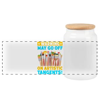 Funny Art Painter Artist Artistic Tangents Gift - Panoramic Cookie Jar with Wooden Lid - white - Front