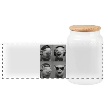 Cochon - Boîte à biscuits avec couvercle en bois - blanc - Devant
