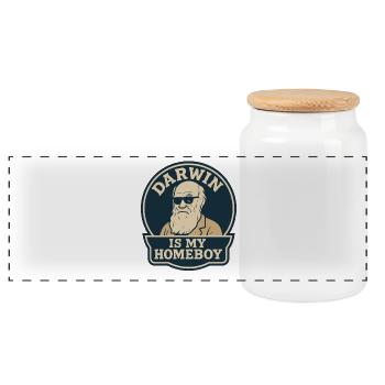 Charles Darwin Geschenk Natürliche - Panorama Keksdose mit Holzdeckel - Weiß - Vorne
