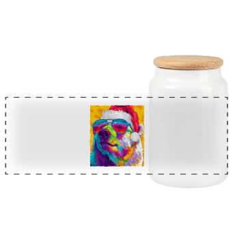Polar Bear Christmas Portrait - Panoramic Cookie Jar with Wooden Lid - white - Front