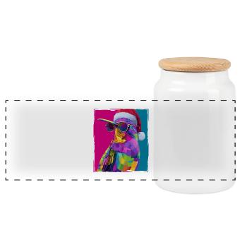 Portrait de Noël du Colibri - Boîte à biscuits avec couvercle en bois - blanc - Devant