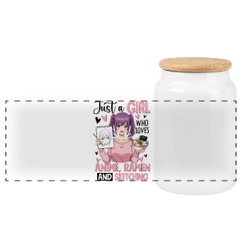 Just A Girl Who Loves Anime Ramen Sketching - Panorama Keksdose mit Holzdeckel - Weiß - Vorne