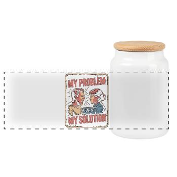 MRI Tech My Problem My Pictogram Mom Radiologist - Panoramic Cookie Jar with Wooden Lid - white - Front