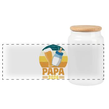 Dad 2026 Daddy-to-be Baby Ad Dad - Panoramic Cookie Jar with Wooden Lid - white - Front