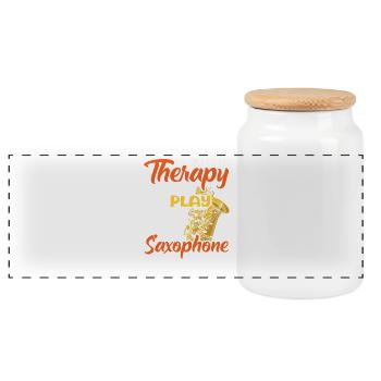 Pas besoin de thérapie Saxophone Saxophoniste Jazz - Boîte à biscuits avec couvercle en bois - blanc - Devant