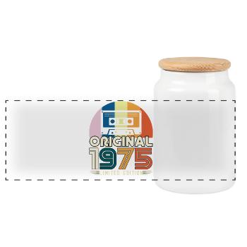 50 ans Anniversaire 1975 Vintage Original Cadeau - Boîte à biscuits avec couvercle en bois - blanc - Devant