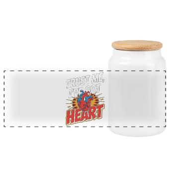 Cardiac Tech Trust Me I've Got Heart Echo Tech - Panoramic Cookie Jar with Wooden Lid - white - Front