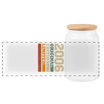 Original 2006 Vintage Vintage Birthday Retro - Panoramic Cookie Jar with Wooden Lid - white - Front