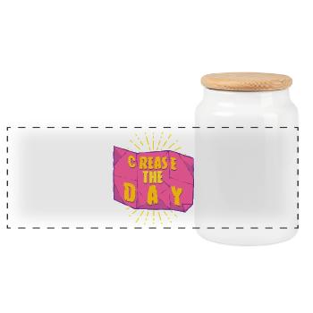 Origami Crease The Day - Panoramic Cookie Jar with Wooden Lid - white - Front