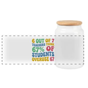 6 enseignants sur 7 : 67 % de surutilisation 67 école de mèmes - Boîte à biscuits avec couvercle en bois - blanc - Devant