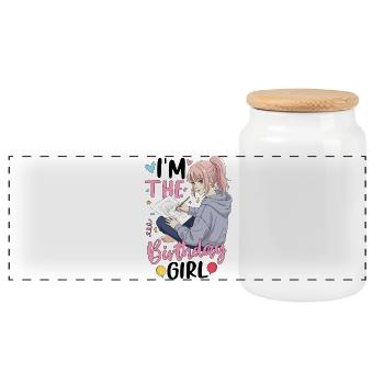 I'm The Birthday Girl - Panorama Keksdose mit Holzdeckel - Weiß - Vorne