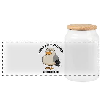 « C'était plus simple avant », dit Seagull. - Boîte à biscuits avec couvercle en bois - blanc - Devant