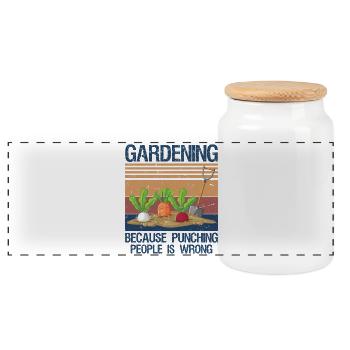 Gardening Because Punching People Is Wrong  - Panorama Keksdose mit Holzdeckel - Weiß - Vorne
