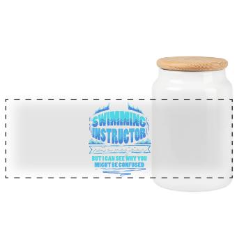 Swimming instructor - Panoramic Cookie Jar with Wooden Lid - white - Front