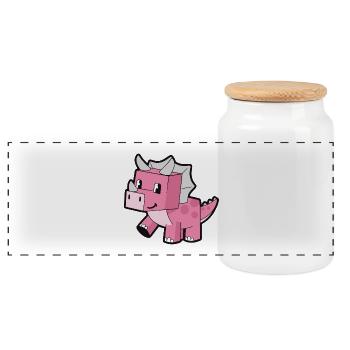 Dinosaurierwürfel Pink Kawaii - Panorama Keksdose mit Holzdeckel - Weiß - Vorne