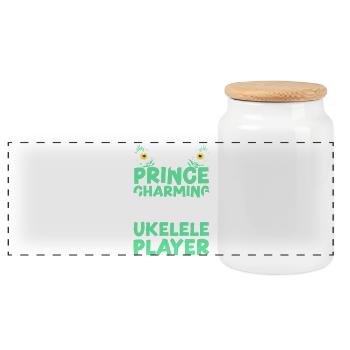 Hawaiian Ukulele Uke Girlfriend My - Panoramic Cookie Jar with Wooden Lid - white - Front