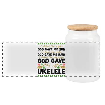 Hawaiian Ukulele Uke I Asked For - Panoramic Cookie Jar with Wooden Lid - white - Front