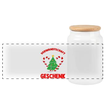 Weihnachtsmann Weihnachtszeit Weihnachts - Panorama Keksdose mit Holzdeckel - Weiß - Vorne