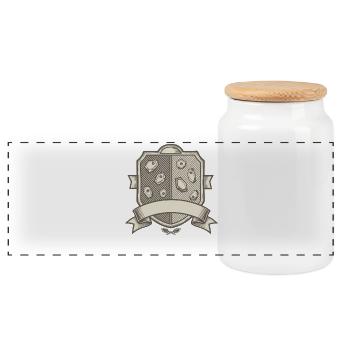 Felskletter-Wappen-Abzeichen-Design-Schild - Panorama Keksdose mit Holzdeckel - Weiß - Vorne