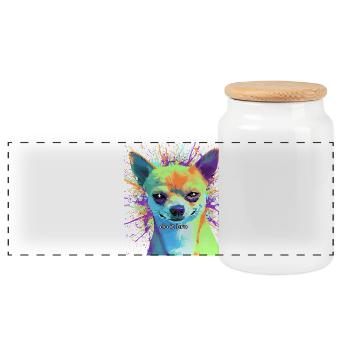 Pop Art Chihuahua « Do It Bro » - Boîte à biscuits avec couvercle en bois - blanc - Devant