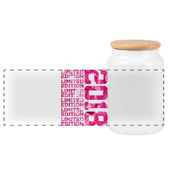 LIMITED EDITION 2018 8 JAHRE PINK 8. GEBURTSTAG - Panorama Keksdose mit Holzdeckel - Weiß - Vorne