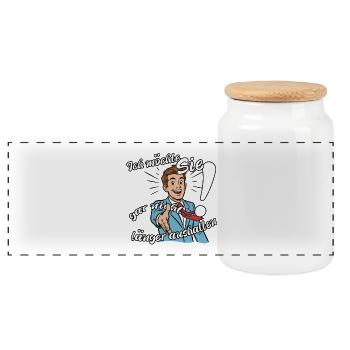 I don't want to stand you any longer - Panoramic Cookie Jar with Wooden Lid - white - Front