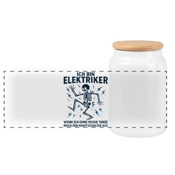 Electrician Saying Funny, I'm an Electrician - Panoramic Cookie Jar with Wooden Lid - white - Front