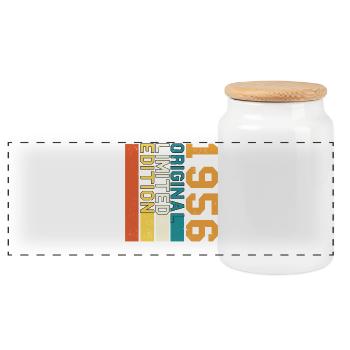 1956 Vintage Birthday Original Retro Gift 56 - Panoramic Cookie Jar with Wooden Lid - white - Front