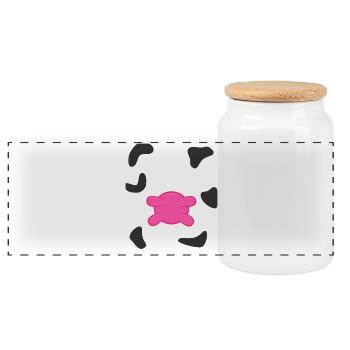 Mignonne dessin animé Ventre de vache Animal rose de ferme Paresseux DIY - Boîte à biscuits avec couvercle en bois - blanc - Devant