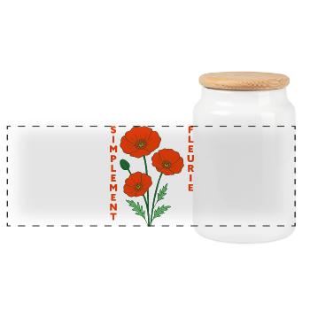 Simply Floral - Retro Floral Illustration - Panoramic Cookie Jar with Wooden Lid - white - Front