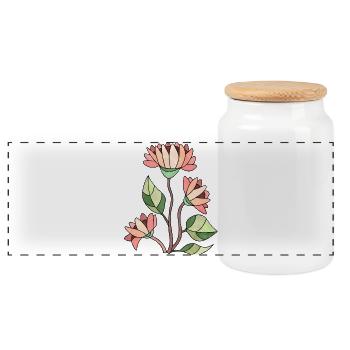Blumen - Panorama Keksdose mit Holzdeckel - Weiß - Vorne
