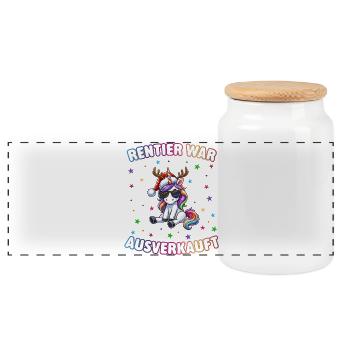 Reindeer a vendu complet - Boîte à biscuits avec couvercle en bois - blanc - Devant
