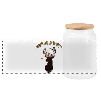 Artificiel élégant de Noël floral de renne - Boîte à biscuits avec couvercle en bois - blanc - Devant