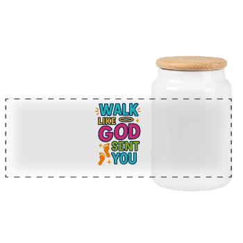 Geh, als hätte Gott dich geschickt, christliches Zitat. - Panorama Keksdose mit Holzdeckel - Weiß - Vorne