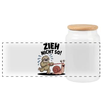 Escargot paresseux qui tire, dessin animé drôle - Boîte à biscuits avec couvercle en bois - blanc - Devant