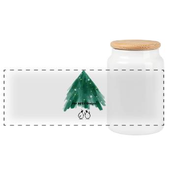 Niedliche Pinguine unterm Weihnachtsbaum  - Panorama Keksdose mit Holzdeckel - Weiß - Vorne