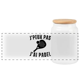 I can't I have padel gift padelist - Panoramic Cookie Jar with Wooden Lid - white - Front