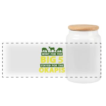 Okapi Tier - Panorama Keksdose mit Holzdeckel - Weiß - Vorne